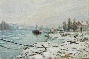 Mooring Lines, the Effect of Snow at Saint-Cloud Alfred Sisley